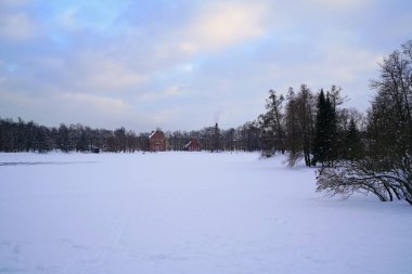 Soğuk bir kış günü Tsarskoe Selo 'daki Catherine Park' ta yürümek