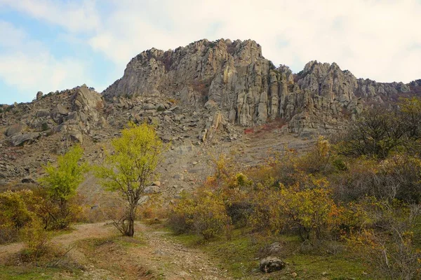 Affascinante Passeggiata Montagna Autunno Mattina Sole — Foto Stock