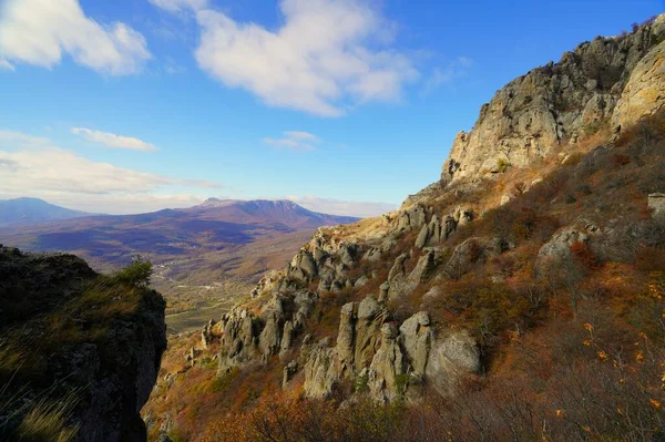 Mañana Soleada Otoño Fascinante Caminata Por Montaña — Foto de Stock