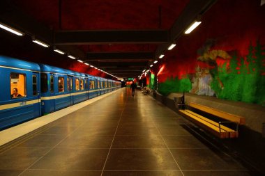 Stockholm 'deki Staadion metro istasyonunun bir parçası.