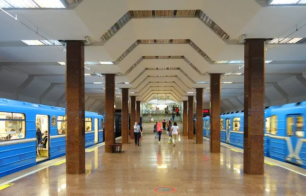 Fragment Van Het Interieur Van Het Metrostation Marshala Pokryshkina Novosibirsk — Stockfoto