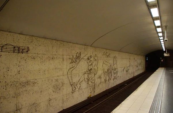 Fragment Wnętrza Stacji Metra Ostermalmstorg Sztokholmie — Zdjęcie stockowe