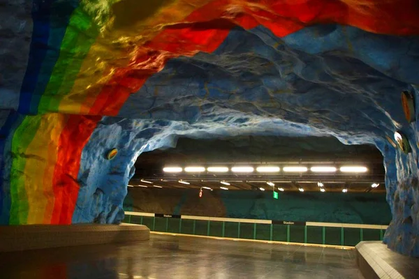 Fragment Interiören Staadion Tunnelbanestation Stockholm — Stockfoto