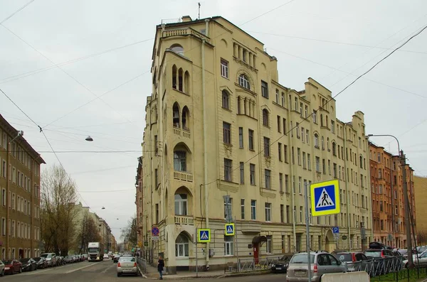 Frammento Della Facciata Con Balcone Edificio Residenziale Stile Liberty Una — Foto Stock