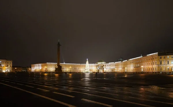 Şehrin Yeni Yıl Noel Elektrik Süslemeleri Palace Meydanı — Stok fotoğraf