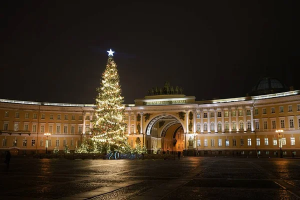 Decorações Elétricas Ano Novo Natal Cidade Praça Palácio — Fotografia de Stock