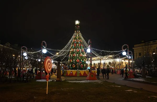 Новогодние Рождественские Украшения Города Манежная Площадь — стоковое фото