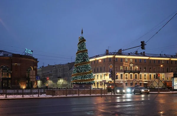 Nieuwjaar Kerstmis Elektrische Decoraties Van Stad Labor Square — Stockfoto