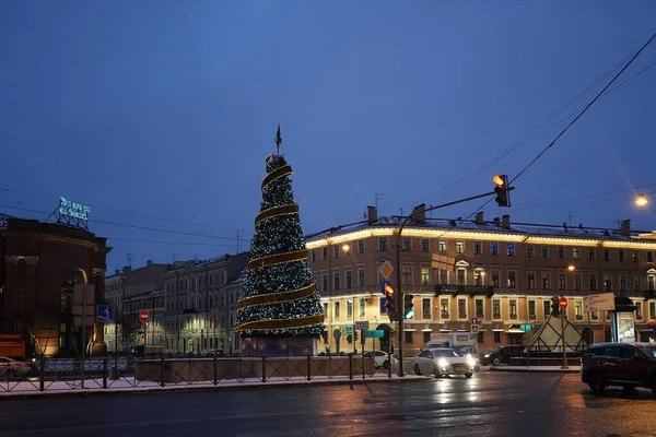 Şehrin Yeni Yıl Noel Elektrik Süslemeleri Şçi Meydanı — Stok fotoğraf