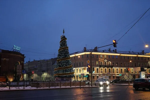 Новий Рік Різдвяні Електричні Прикраси Міста Площа Праці — стокове фото