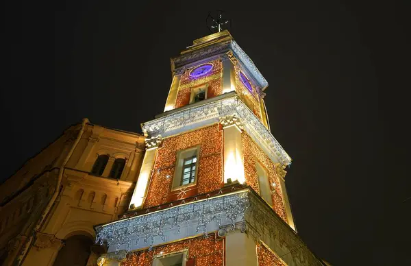 Decoraciones Eléctricas Año Nuevo Navidad Ciudad Perspectiva Nevsky —  Fotos de Stock