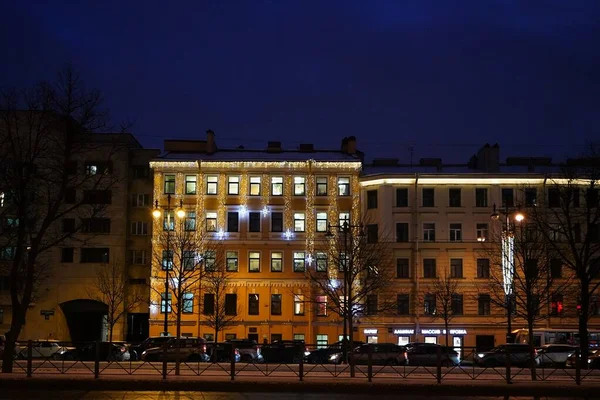 Moskovsky Kentin Yeni Yıl Noel Elektrik Dekorasyonları Için Umutlu — Stok fotoğraf