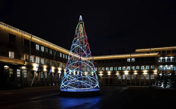 Ano Novo Natal Decorações Elétricas Cidade Perspectiva Moskovsky — Fotografia de Stock