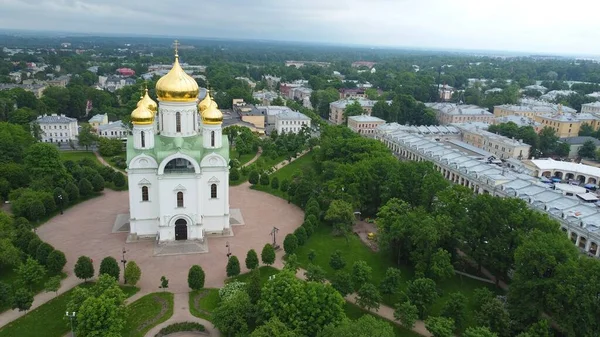Avondwandeling Tsarskoe Selo Een Vogelperspectief Kathedraal Van Catharina Grote Martelaar — Stockfoto