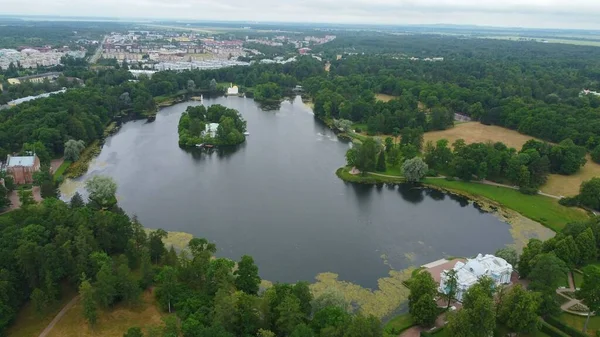 Spaziergang Catherine Park Aus Der Vogelperspektive Großer Teich — Stockfoto