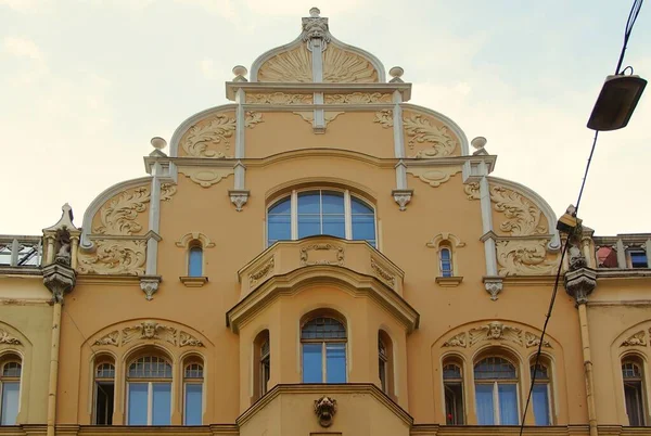 Fragment Projektu Architektonicznego Elewacji Stylu Northern Art Nouveau Budynek Centrum — Zdjęcie stockowe