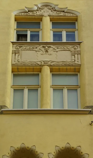 Fragmento Projeto Arquitetônico Fachada Estilo Arte Nova Norte Edifício Centro — Fotografia de Stock