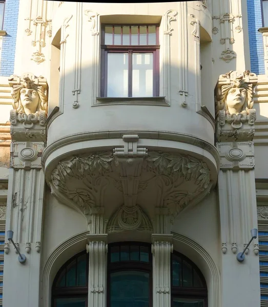 Fragmento Del Diseño Arquitectónico Fachada Estilo Art Nouveau Del Norte — Foto de Stock