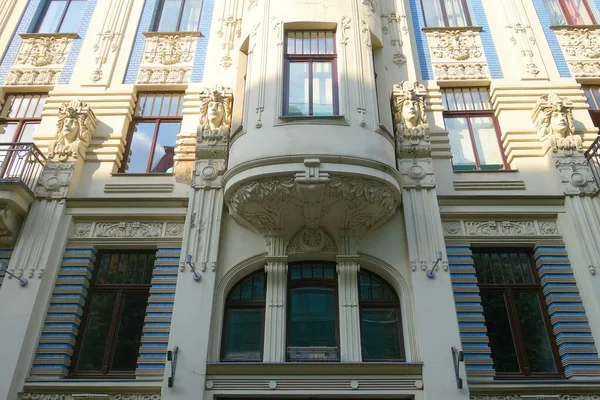 Fragment Conception Architecturale Façade Dans Style Art Nouveau Nord Bâtiment — Photo