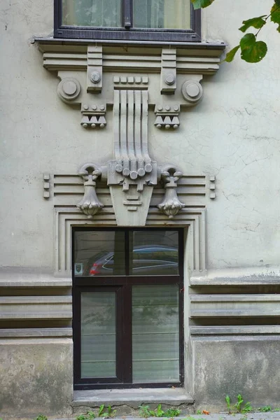 Fragmento Projeto Arquitetônico Fachada Estilo Arte Nova Norte Edifício Centro — Fotografia de Stock