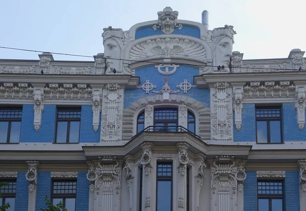 Fragmento Projeto Arquitetônico Fachada Estilo Arte Nova Norte Edifício Centro — Fotografia de Stock