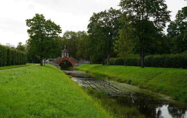 Caminhe Parque Alexander Tsarskoe Selo Cross Bridge Chinese Village Chinese — Fotografia de Stock