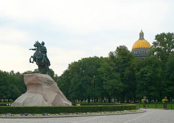 Monument Voor Keizer Peter Eerste Het Senaatsplein Bronzen Ruiter — Stockfoto