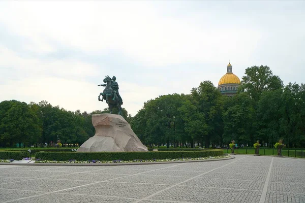 Monument Voor Keizer Peter Eerste Het Senaatsplein Bronzen Ruiter — Stockfoto