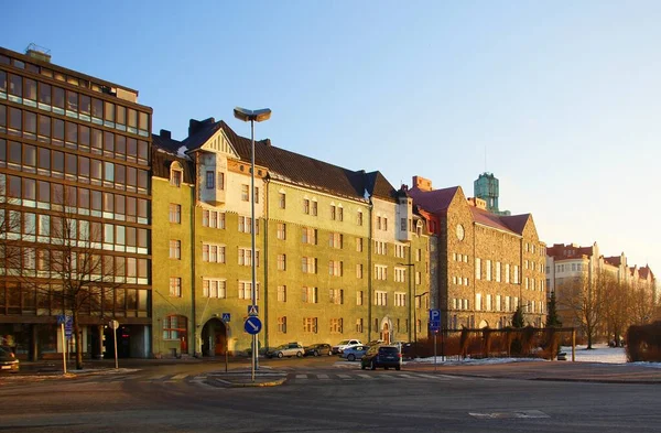 Ett Fragment Den Arkitektoniska Utformningen Fasaden Nordisk Jugendstil Byggnad Centrum — Stockfoto