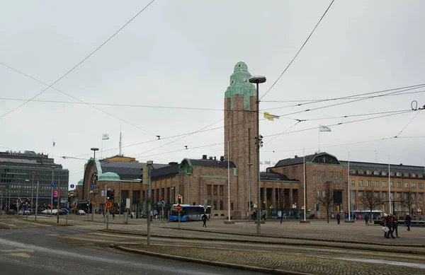 Zimní Procházka Centru Města Architektonické Památky Hlavního Města Finska — Stock fotografie