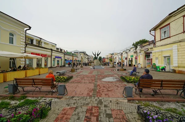 Ulan Ude Nin Şehir Manzarası Mimarisi Şehir Caddesi — Stok fotoğraf