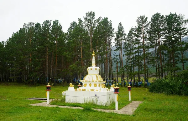 Ponury Letni Dzień Kurumkansky Datsan Buddyjska Stupa — Zdjęcie stockowe
