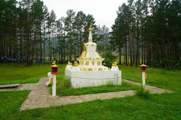 Ponury Letni Dzień Kurumkansky Datsan Buddyjska Stupa — Zdjęcie stockowe