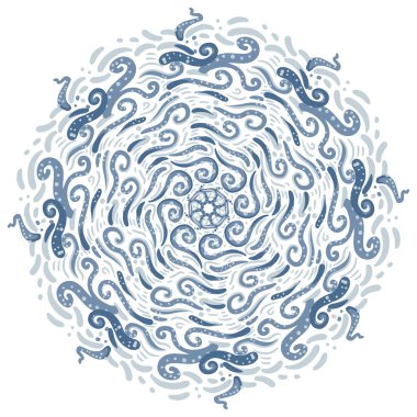 Mavi Çember Dokunaçları Dönen desen