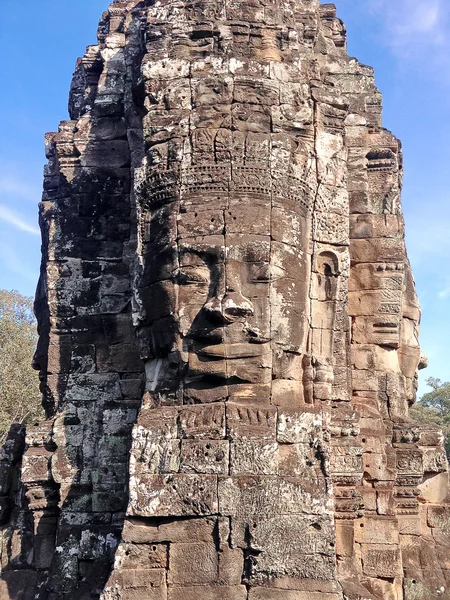 柬埔寨吴哥巴戎寺，雕像古代高棉 — 图库照片