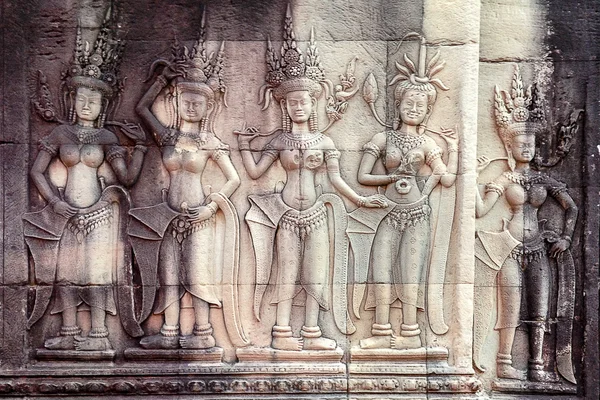 Apsara dancing Stone Carving, Angkor Wat, Cambodia — Stock Photo, Image