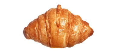 Beyaz arka planda izole edilmiş lezzetli kahverengi kruvasan. Yemek Fotoğrafçılığı Sunumu