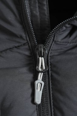 Fermuar ceketi yakın, makro çekim. moda konsepti