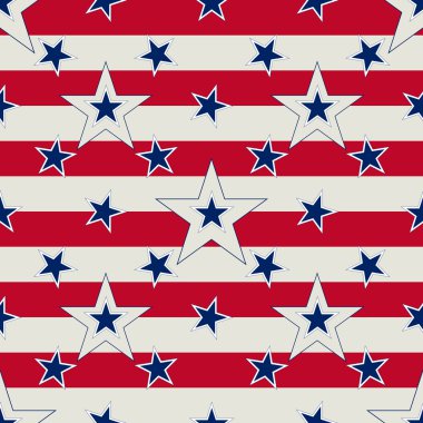 Yıldızlar ve çizgiler ile Amerikan vatansever sorunsuz vektör desen. Bağımsızlık, emek, anıt veya patriot gün arka plan.