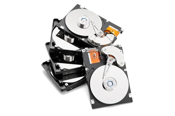 Стек відкритих жорстких дисків — стокове фото