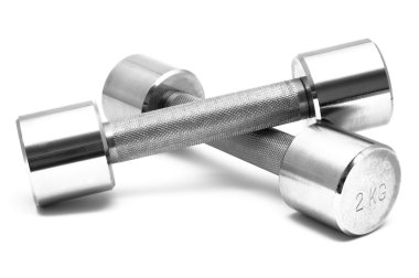 Fitness dambıl. Beyaz izole