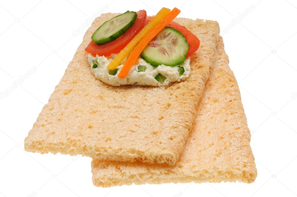 Low caloric open sandwich. Isolated on the white