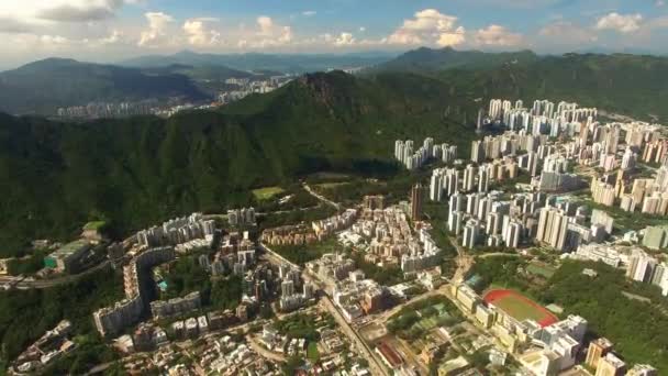 Una vista aerea skyline di Hong Kong, Kowloon — Video Stock