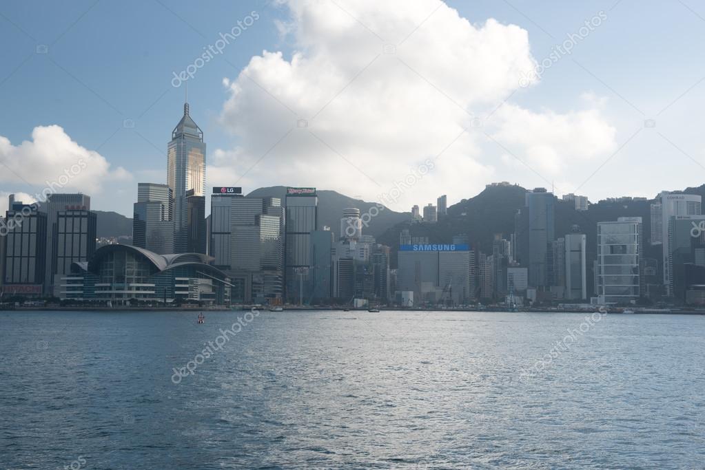 Victoria Harbour with commerical centre in Hong Kong