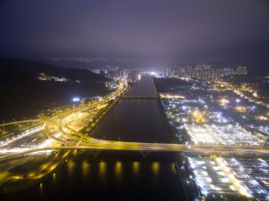 Shatin Hong Kong üzerine havadan görünümü