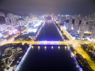 Shatin Hong Kong üzerine havadan görünümü