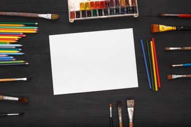 top view designer workplace