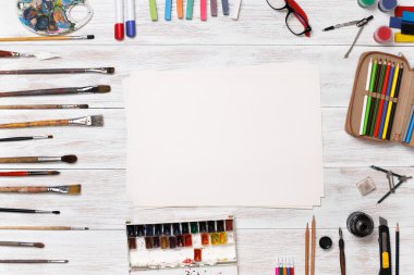 top view designer workplace