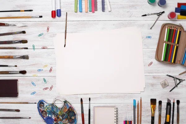 top view designer workplace