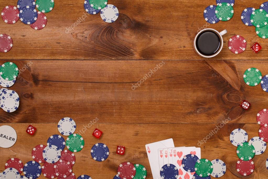 Casino chips , cards and cup of coffee — Stock Photo © andrei.dvaretski